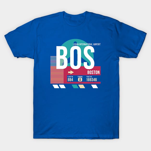 Boston (BOS) Airport Code Baggage Tag E T-Shirt by SLAG_Creative